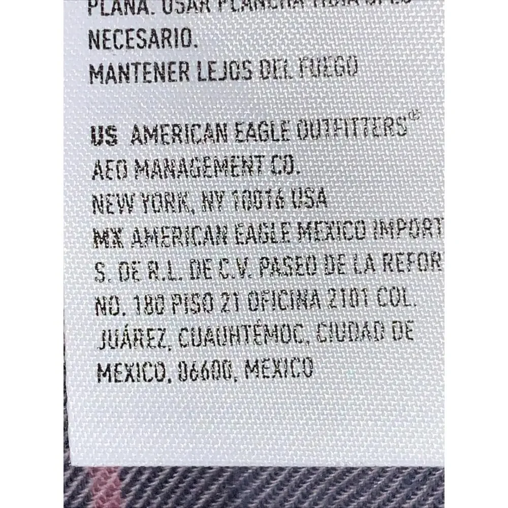 American Eagle Outfitters Cropped Flannel Shirt Sz Small Pink Blues - Picture 11 of 12